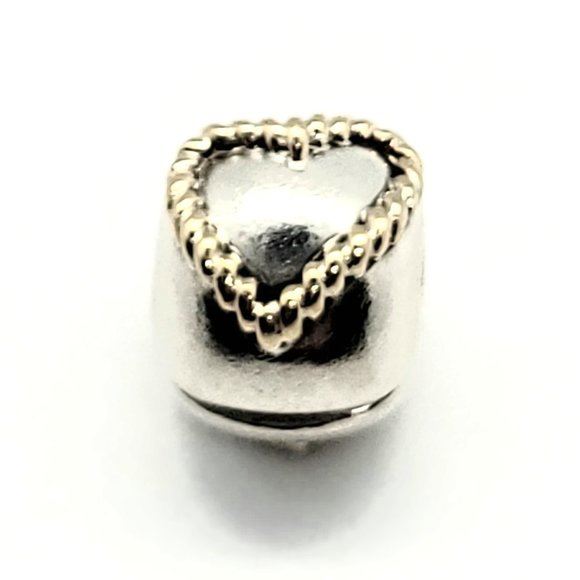 Pandora 14K Gold & Sterling Silver Braided Heart Clip - Picture 1 of 4